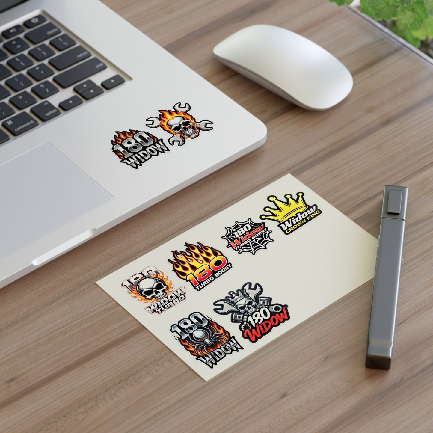 Racing Skull & Flames Sticker Sheet – 180 Turbo Widow Spider Decals