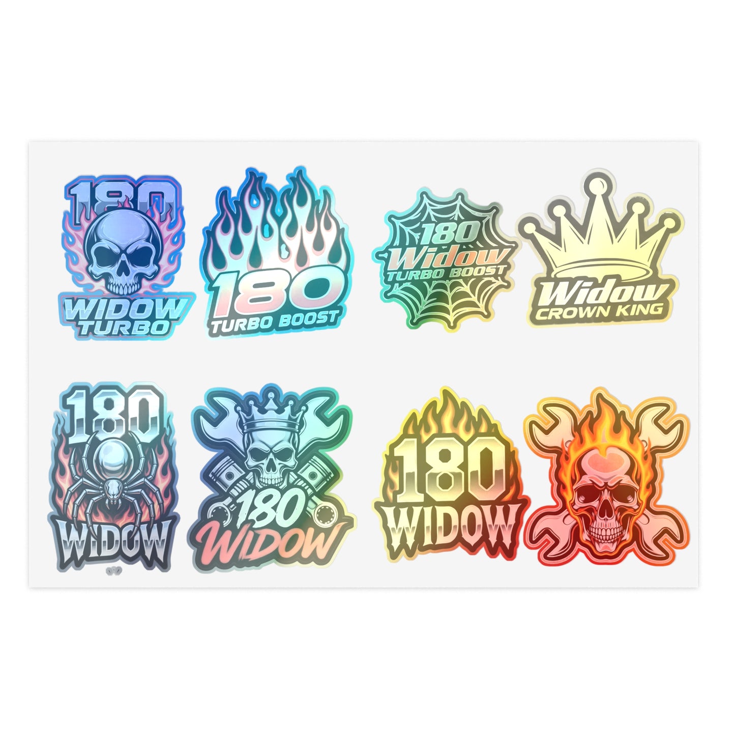 Racing Skull & Flames Sticker Sheet – 180 Turbo Widow Spider Decals