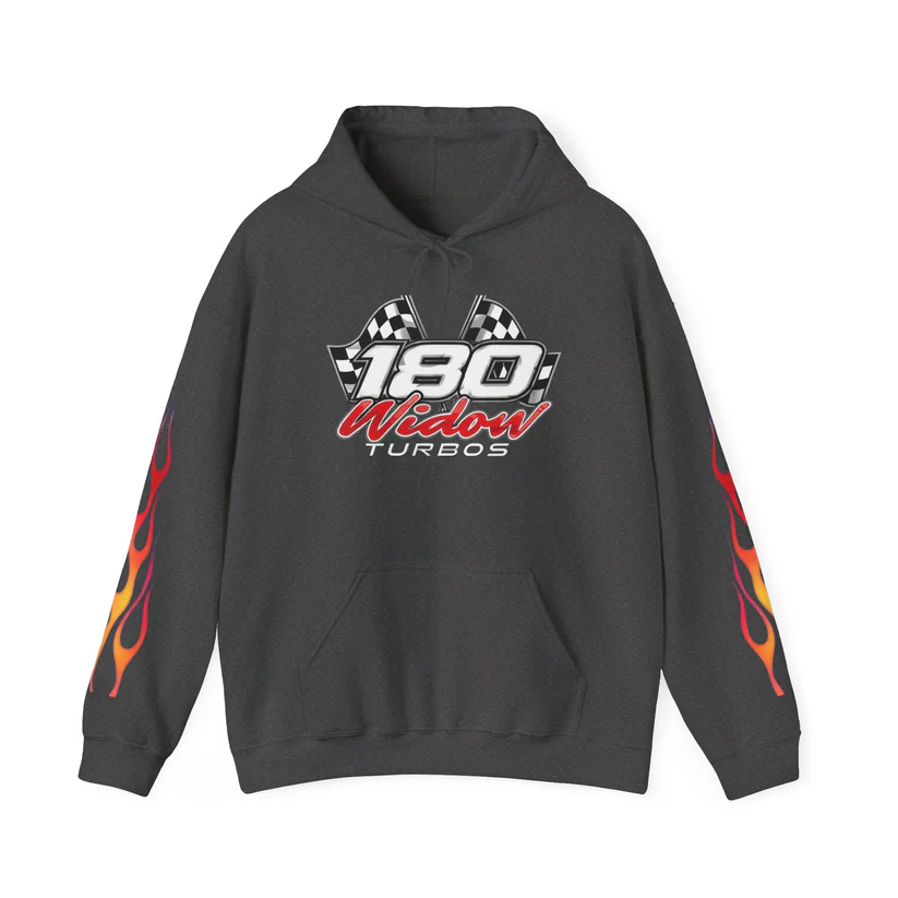 Racing 180 Widow Hoodie — Flame Sleeve Motorsport Pullover - Image 5