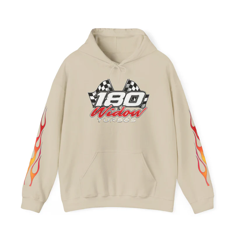 Racing 180 Widow Hoodie — Flame Sleeve Motorsport Pullover - Image 14