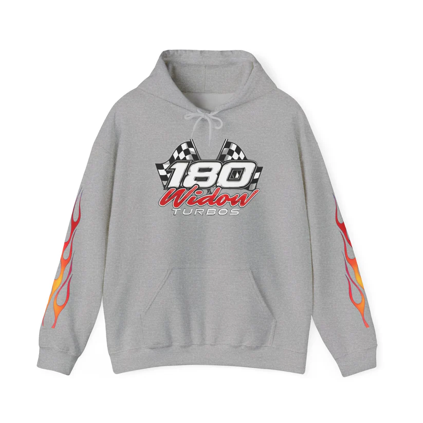 Racing 180 Widow Hoodie — Flame Sleeve Motorsport Pullover - Image 11
