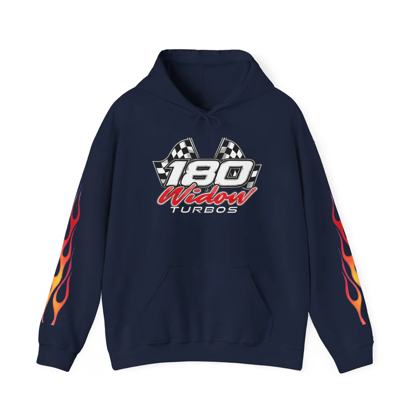 Racing 180 Widow Hoodie — Flame Sleeve Motorsport Pullover - Image 8