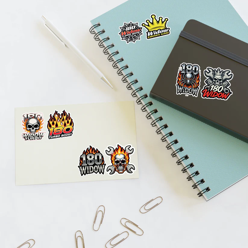 Racing Skull & Flames Sticker Sheet – 180 Turbo Widow Spider Decals - Image 2