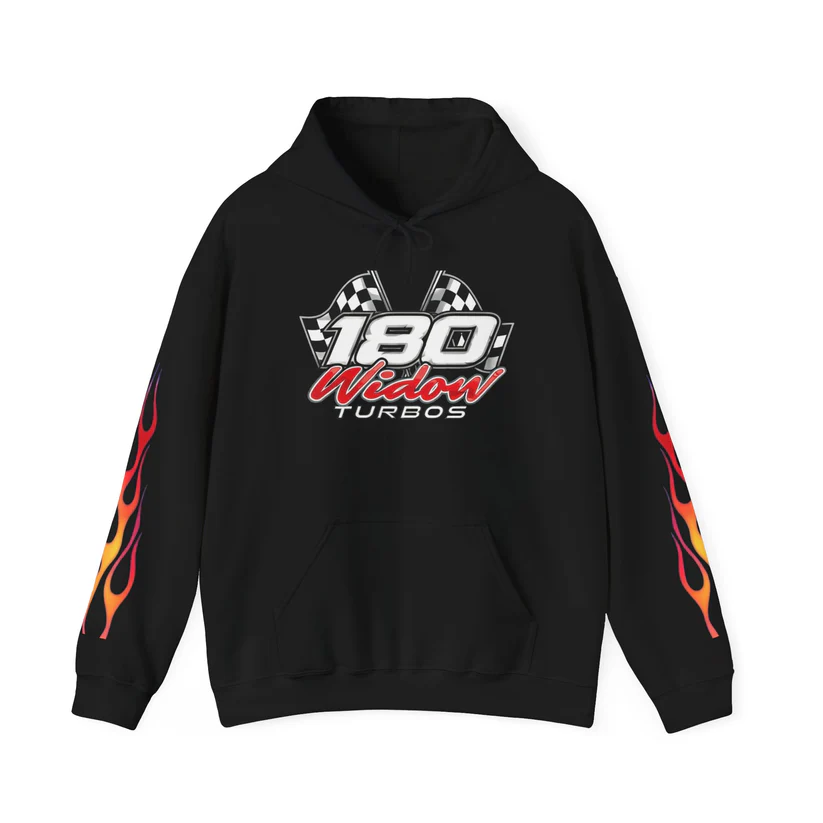Racing 180 Widow Hoodie — Flame Sleeve Motorsport Pullover