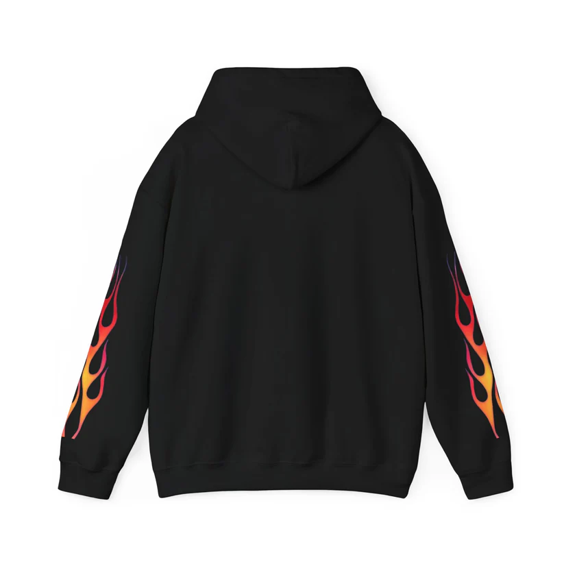 Racing 180 Widow Hoodie — Flame Sleeve Motorsport Pullover - Image 2
